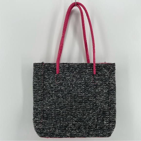 Princess Vera Wang Tote Bag Gray Pink Tweed Faux Leather - Picture 2 of 5